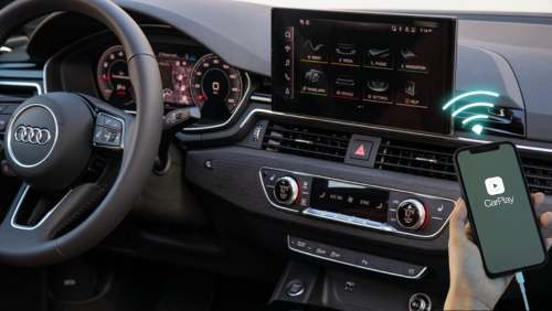 Phone connecting wirelessly to Audie Carplay system