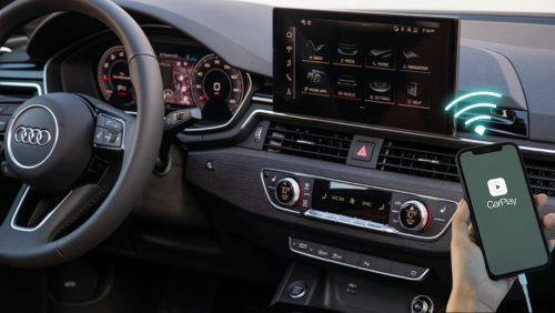 Phone connecting wirelessly to Audi CarPlay system